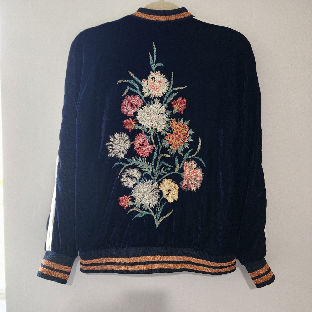 Zara Floral Embroidered Velvet Jacket
